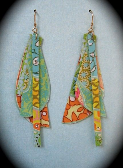 Recycled Fabric Jewellery, How To Make Paper Jewelry, Paper Jewelry Diy Tutorials, Paper Earrings How To Make, Paper Jewelry Ideas, Textile Jewelry Diy, Paper Jewelry Diy, Paperclip Earrings, Decoupage Jewelry