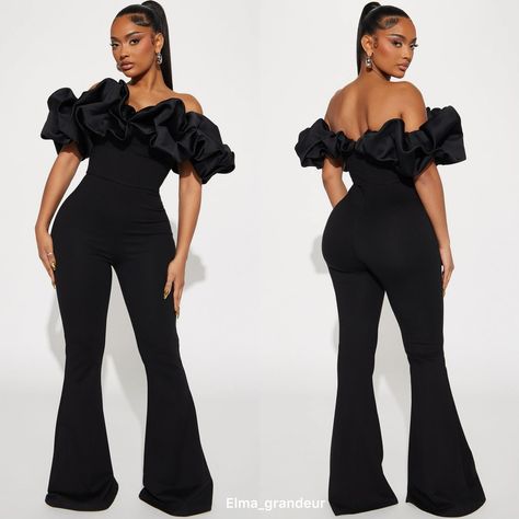 Chic jumpsuit Sizes- s-xl Price- Brand- FASHIONNOVA Dm/Whatsapp to order ————————————— #abujaboutique #abujababes Photoshoot Clothes Ideas, Classy Jumpsuit Outfits, Jumpsuit Off Shoulder, Colour Names List, High Waist Jumpsuit, Classy Jumpsuit, Wedding Dresses 2024, Jumpsuit Outfits, Long Jumpsuit