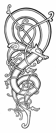 Norse knotwork                                                                                                                                                                                 More Viking Embroidery, Norse Design, Art Viking, Viking Pattern, Symbole Viking, Viking Dragon, Celtic Tattoo, Norse Symbols, Norse Tattoo