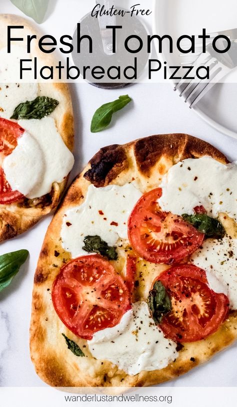 This tomato basil mozzarella flatbread pizza is a delicious gluten-free pizza option for your fresh summer farmers market produce. #farmersmarketrecipes #freshproduce #flatbreadpizza #glutenfreerecipes #freshtomatoes Tomato Mozzarella Flatbread, Tomato Basil Flatbread, Fresh Tomato Flatbread, Tomato Basil Mozzarella Pizza, Roasted Tomato Flatbread, Gluten Free Flatbread Pizza, Mozzarella Flatbread, Colorectal Surgery, Fresh Mozzarella Pizza