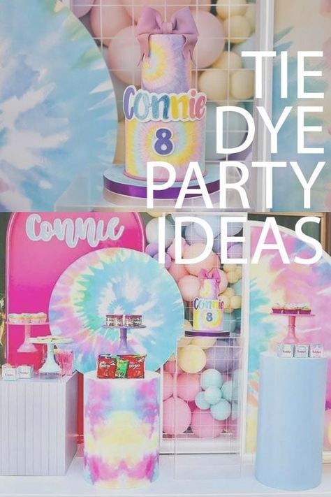 Tie-Dye Party (pretty Tie-Dye party ideas you will love) Tie Dye Party Ideas, Tie Dye Birthday Party Ideas, Tie Dye Birthday Party, Girls Sleepover Party, Pretty Tie Dye, Tie Dye Decorations, Tie Dye Birthday, Camp Theme, Tie Dye Party