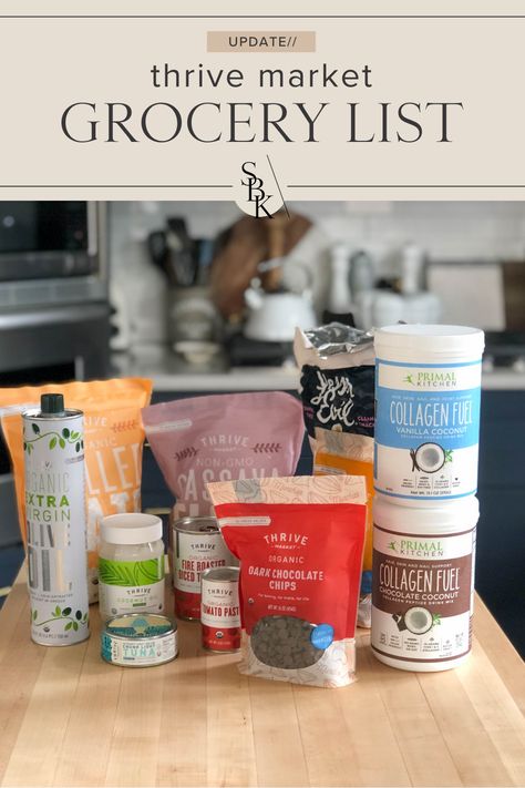 Hey there, guys! I wanted to update my Thrive Market Grocery list as I continue to discover new, healthy items on a monthly basis. Below I categorized my list so it’s easy to shop! If you haven’t tried Thrive, it’s A-must! They have a huge selection of healthy eats at a fraction of the price and it arrives at your door step quickly! | SBK Living Thrive Market Must Haves, Breakfast Lunch And Dinner Ideas, Lunch And Dinner Ideas, Thrive Market, Halloween Board, Primal Kitchen, Gluten Free Grains, Routine Ideas, Vanilla Coconut