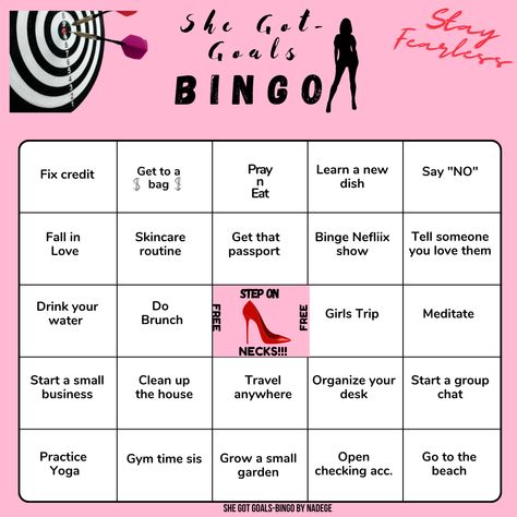 She Got Goals Bingo Game Bingo Goals, Friend Bingo, Gifts For A Friend, Open Gym, Bingo Board, Free Girl, Beach Gardens, Bingo Games, Small Organization