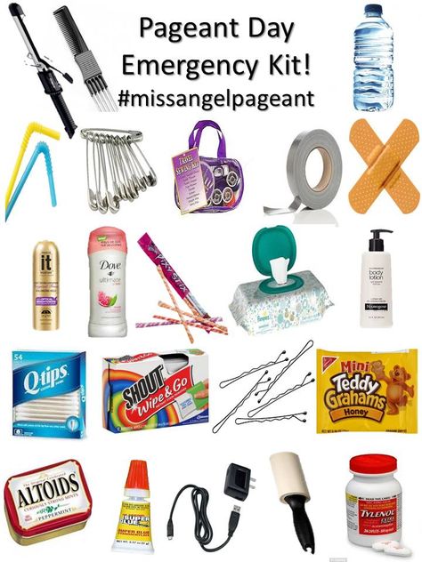 Pageant day emergency kit. Pageant Aesthetic, Pageant Prep, National American Miss, Pageant Mom, Pageant Tips, Teen Pageant, Pageant Headshots, Glitz Pageant, Pageant Life