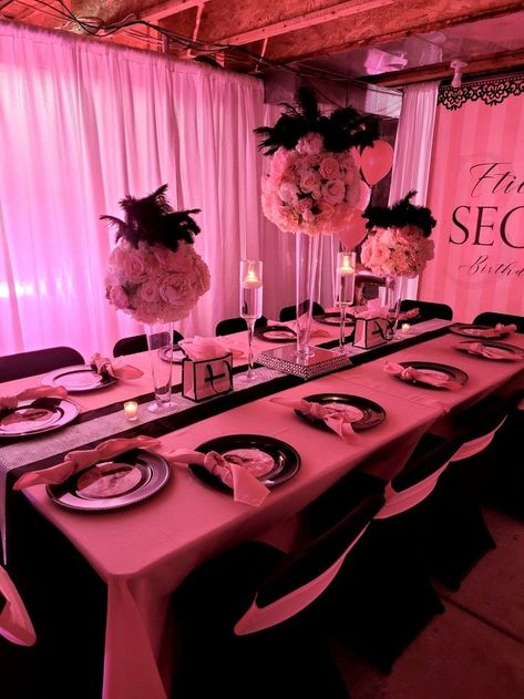 Party Building Ideas, Victorias Secret Birthday Party, Sweet 16 Party Ideas Barbie, Victoria Secret Sweet 16, Pink Masquerade Party, Sweet 16 Party Ideas Pink And Black, Victoria Secret Themed Party, 21 Shades Of Pink Party, Victoria Secret Birthday Party Theme