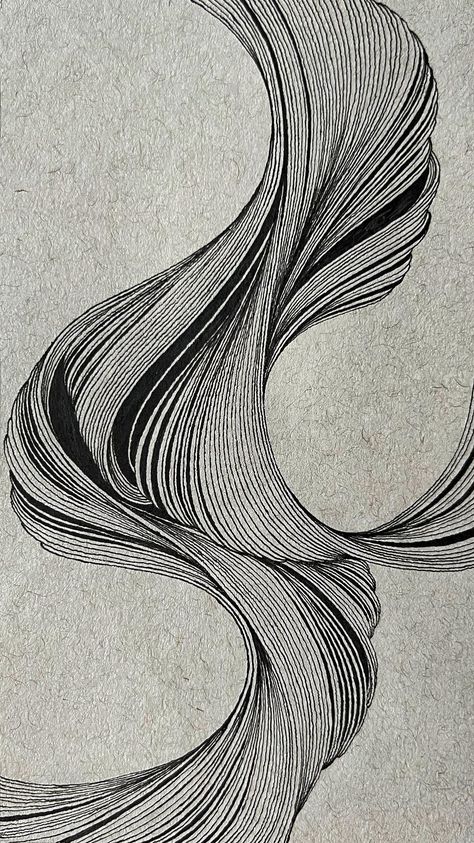 Angel Draws 🖋’s Instagram video: “I enjoyed this session 🖋. Happy Thursday! . . . . . . . . #art #artwork #sketch #sketching #sketchbook #draw #drawing #illustration #doodle…” Line Drawing Techniques, Graphic Design Lines, Architecture Abstract Drawing, Implied Line Art, Angel Draws, Sound Drawing, 3d Line Art, Happiness Artwork, Wavy Line Art