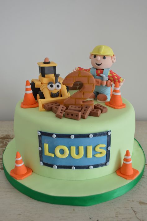 Bob the Builder Cake Bob The Builder Theme Party, Bob The Builder Party, Bob The Builder Birthday Cake, Bob The Builder Birthday Party, Construction Birthday Cake Fondant, Bob The Builder 2nd Birthday, Builder Birthday Cake, Bob The Builder Cake Topper Printable, Bob Builder Party