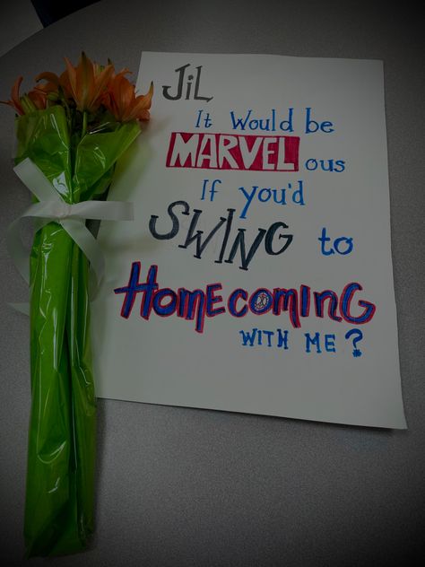 Spider-Man Hoco Idea Hoco Spiderman Proposals Ideas, Spiderman Hoco Proposals Ideas, Spider Man Homecoming Poster Ideas, Spider Man Hoco Proposal Poster, Spiderman Homecoming Poster Proposal, Spider Man Hoco Poster, Marvel Homecoming Proposal, Pizza Hoco Proposals Ideas, Spider Man Homecoming Proposal