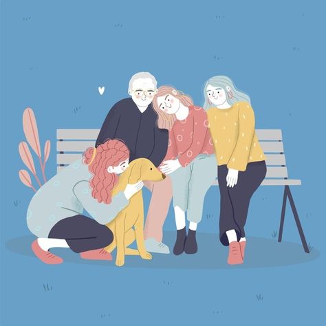 Family Time Illustration, 가족 일러스트, Illustration Story, Illustrations Design, Dog Happy, Family Dog, Family Project, Family Illustration, Enjoy Time