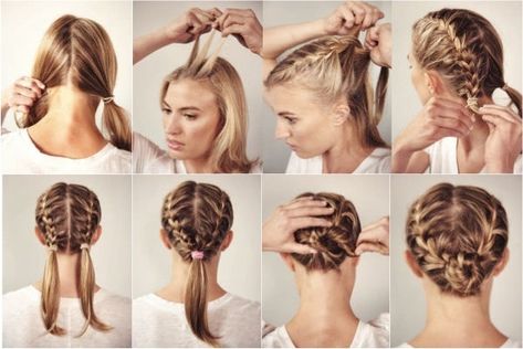 Double French Braid, Race Day Hair, Big Ponytail, Layered Thick Hair, Running Hairstyles, Two French Braids, Double French Braids, Braids Pictures, Long Shag Haircut