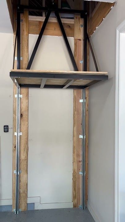 Attic Lift System, Diy Dumbwaiter Lift, Garage Pulley System Storage, Diy Attic Lift, Diy Elevator How To Build, Diy Elevator Lift, Car Lifts For Garage Diy, Diy Home Elevator, Hydraulic Lift For Home