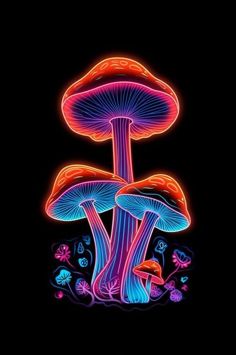 Mushroom Tripping Art Wallpaper, Trippy Neon Art, Neon Mushroom Art, Neon Mushroom Painting, Shrooms Aesthetic, Hongos Aesthetic, Trippy Digital Art, Trippy Mushroom Art, Trippy Mushroom Painting