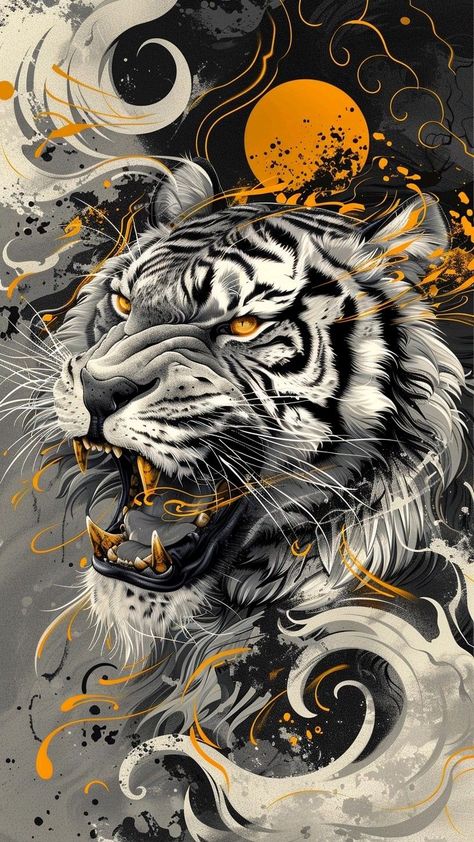 Tiger Wallpaper Hd, Japanese Tiger Art, Japanese Tiger, Samurai Tattoo Design, Tiger Artwork, 4k Wallpaper For Mobile, Tiger Pictures, Japanese Art Prints, Big Cats Art