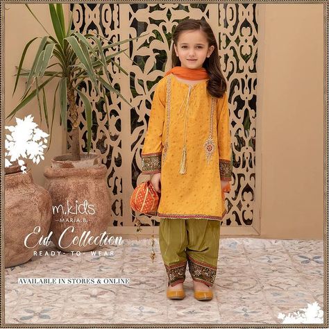 MariaBKids on Instagram: “Maria B’s latest MKids Ready-To-Wear Eid Collection’21 with signature silhouettes & traditional designs. Discover our range of adorable…” Pakistani Kids Dresses, Short Frock, Wedding Dresses For Kids, Net Dress, Chiffon Collection, Maria B, Kids Designer Dresses, Buy Dresses Online