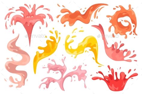 Liquid Splashes Vector Set Splash Packaging Design, Liquid Drawing, Liquid Illustration, Splash Illustration, Liquid Splash, Paint Explosion, Painting Logo, Nature Art Drawings, Elements Design