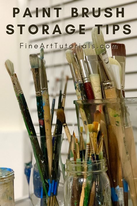 In this guide, learn some brilliant ways to organise your paint brushes, with some space saving tips and advice about how to store paint brushes when travelling or painting outdoors. #paintbrush #paintbrushes #paintbrushstorage #artsupplies #artmaterials #arttutorials #artguides #artsed #learnart #artblog #pleinair #artstudio #artist #painter #paintingsupplies Art Materials Drawing, Art Materials List, Art Materials Organization, Paint Brush Storage, How To Make Ink, Fluted Table, Diy Room Decor Videos, Oil Paint Brushes, Art Studio Space