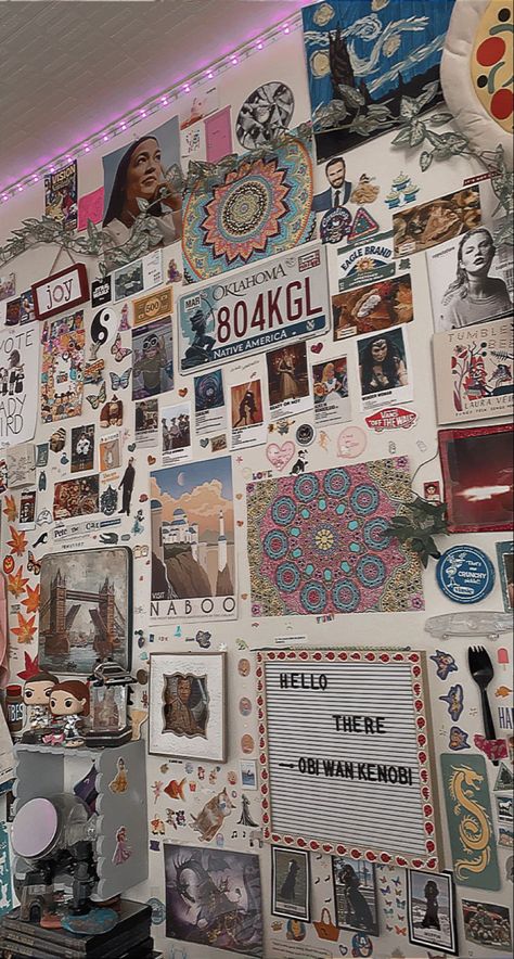 Chaos Room Aesthetic, Clutter Wall Decor, Room Clutter Aesthetic, Clutter Bedroom Aesthetic, Clutter Room Decor, Bedroom Clutter Aesthetic, Clutter Wall, Uni Wall Decor, Aesthetic Cluttered Room