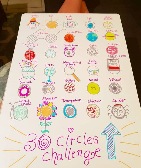 30 Circle Challenge Art, 30 Circle Challenge, Printing Worksheets, Teaching Narrative Writing, Drawing Circles, Circle Graphic Design, Kindergarten Projects, Elementary Art Lessons, Circle Graphic