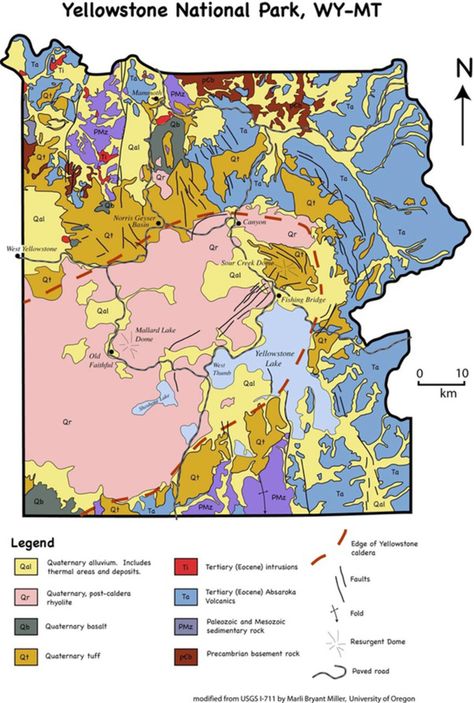 Simplified Geologic Map of Yellowstone National Park | U.S. Geological Survey Yellowstone Map, Metamorphic Rocks, University Of Oregon, State Government, Yellowstone National, Yellowstone National Park, Geology, National Park, Road Trip