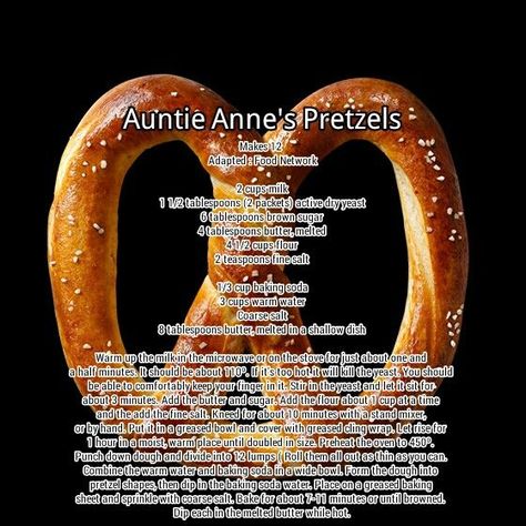 Auntie Annes Pretzel Recipe, Aunt Annies Pretzel Recipe, Homemade Pretzels Recipe, Auntie Annes Pretzels, Kitchenaid Recipes, Pretzel Recipes, Auntie Anne, Pretzel Recipe, Soft Pretzel Recipe