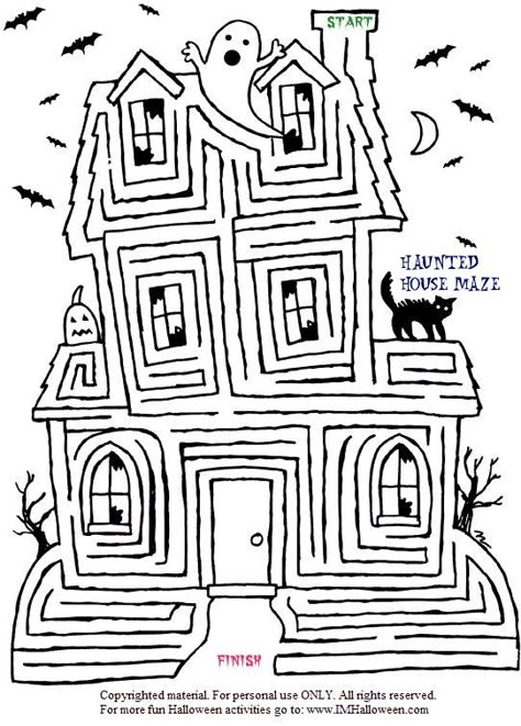 Halloween Maze Printable, Haunted House Maze, Maze Halloween, Maze Printable, Imprimibles Halloween, Halloween Maze, Halloween Worksheets, Halloween Crafts For Toddlers, School Halloween