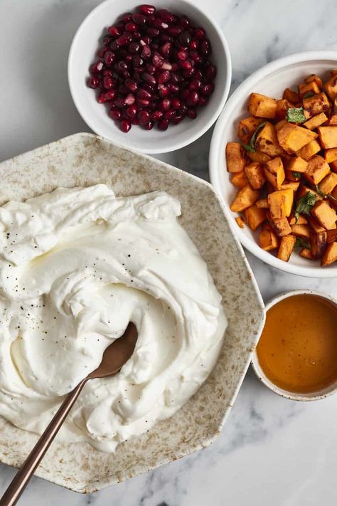 Honey Whipped Ricotta, Whipped Ricotta Recipe, Mcdonald's Breakfast, Ricotta Recipe, Mcdonalds Breakfast, Whipped Ricotta, Seasoned Potatoes, Hot Honey, Baked Sweet Potato