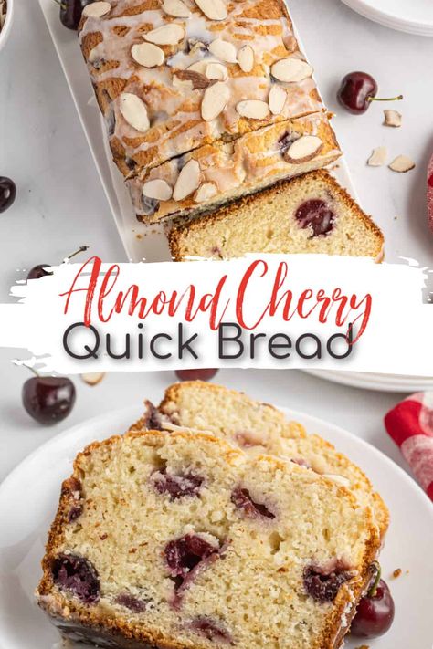 Almond Cherry Bread Recipe, Cherry Almond Quick Bread, Almond Sweet Bread, Dried Cherry Bread Recipe, Cherry Almond Bread, Cherry Quick Bread, Dried Cherry Recipes, Cherry Bread Recipe, Almond Bread Recipe