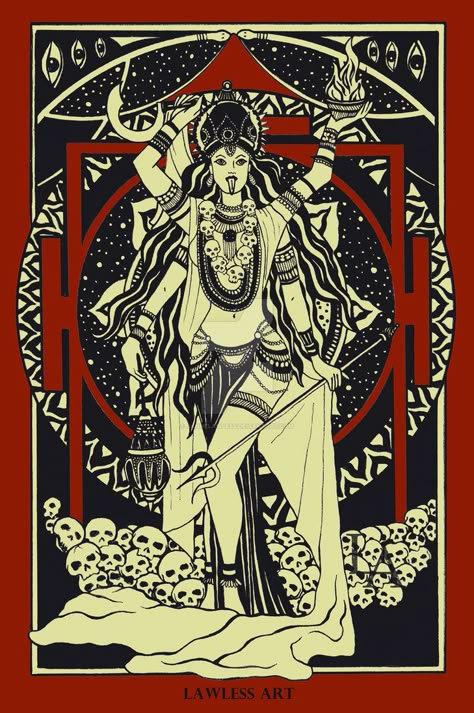 The Dark Mother Kali by JanneLawless @DeviantArt Kali Tattoo, Dark Mother, Mother Kali, Jai Mata Di, Kali Ma, Kali Mata, Oh My Goddess, Kali Goddess, Hinduism Art