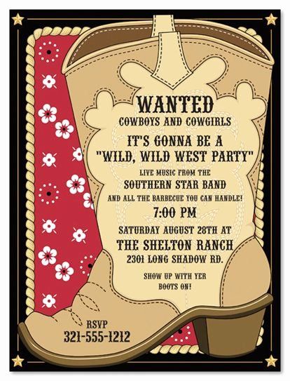 Country Christmas Invitations, Cowboy Party Invitations, Cowboy Baby Shower Invitations, Cowgirl Birthday Invitations, Western Invitations, Cowboy Invitations, Western Ideas, Wild West Party, Rodeo Party