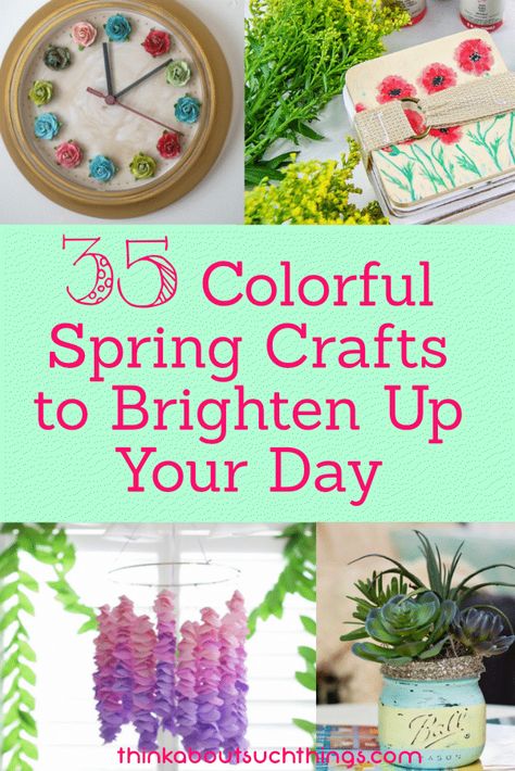 Spring has sprung! And it's time for some spring crafts. Check out these 35 fun, colorful and easy craft projects.  Great for kids! #spring #crafts #DIY Adult Spring Crafts Diy Projects, Easy Spring Crafts For Adults Simple, Craft Class Ideas, April Activities For Seniors, Spring Time Crafts, Spring Crafts Diy, Spring Dollar Store Crafts, Spring Craft Ideas, Nursing Home Crafts