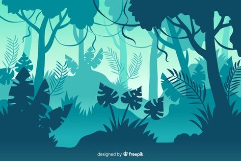 Blue gradient shades of tropical forest | Free Vector #Freepik #freevector #background #abstract-background #tree #abstract Palette Art, 강아지 그림, Forest Illustration, Book Illustration Art, Animal Silhouette, Tropical Forest, Blue Gradient, Art Et Illustration, Landscape Illustration