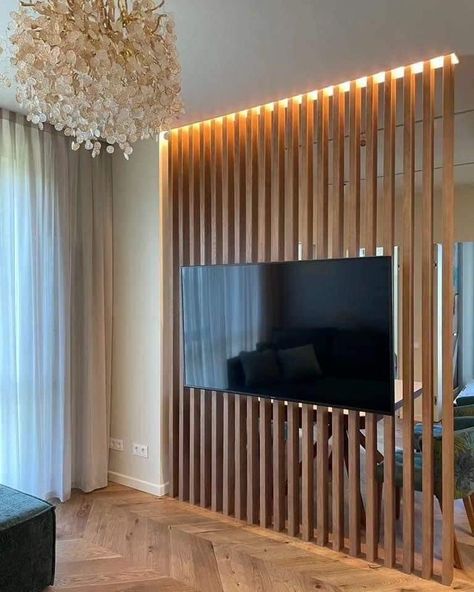 Rotating Tv Wall, Tv Wall Idea, Rotating Tv, Motorized Tv Lift, Modern Room Divider, Tv Lift, Stairs In Living Room, Wooden Room Dividers, Latest Living Room Designs