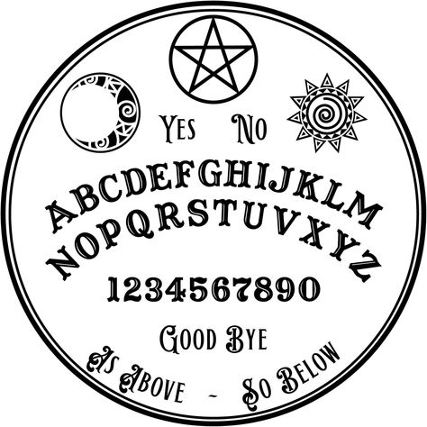 Ouija Board Drawing Ideas, Diy Ouija Board, Ouija Board Planchette Drawing, Witchy Signs, Circle Ouija Board, Ouija Tattoo, Wood Burned Ouija Board, Bunny Tracks, Spirit Board Ouija Vintage