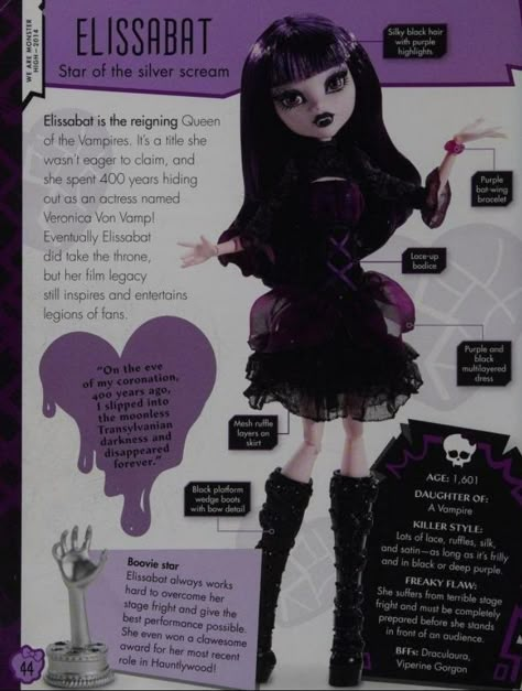 Elissabat Fanart, Monster High Characters Names, Elissabat Cosplay, Elissabat Aesthetic, Monster High Poster, Elissabat Monster High, Black Hair With Bangs, Monster High Halloween Costumes, Draw In Your Own Style