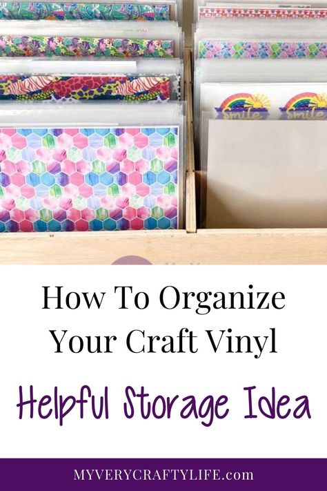 Organize Cricut Vinyl, Cricut Vinyl Sheet Storage, Vinyl Craft Storage, Htv Vinyl Storage Ideas, Vinyl Scraps Storage Ideas, Vinyl Organization Ideas, Supply Organization, Sheet Storage, Cricket Crafts