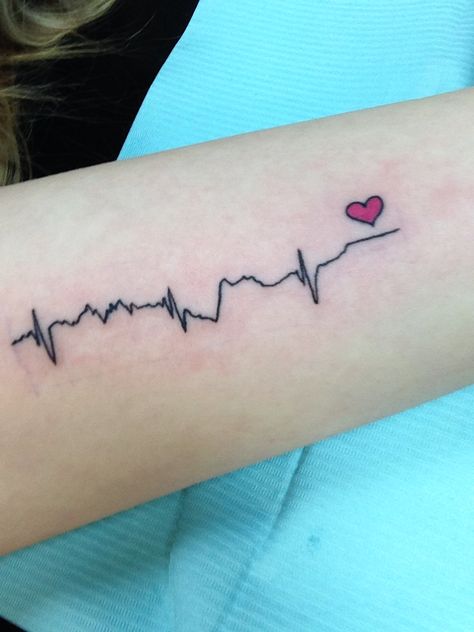 Nanny's last three heartbeats tattoo. Xoxo 3 Triangles Tattoo, Heartbeat Tattoo Designs For Women, Best Meaningful Tattoos, Triangles Tattoo, Heartbeat Tattoo With Name, Side Wrist Tattoo, Psalm Tattoo, Semi Colon Tattoo, Ekg Tattoo