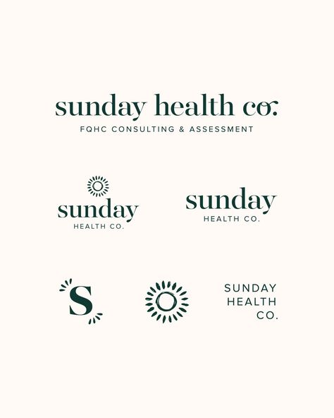 Logo Variations for Sunday Health Co. | Good Day Design Co. | If you are looking for logo design ideas, then this blog post is for you! Featured are incredible brands that we created logo designs for in 2023. Get inspiration for your branding process with these logo design examples. To feel confident with your brand identity, learn more about our branding and logo design services at gooddaydesignco.com. Quote Posts Instagram, Good Logo Ideas, Eucalyptus Logo Design, Creativity Logo Ideas, Branding Examples Inspiration, Sunday Logo Design, Simple Wordmark Logo, And Co Logo, Health Club Logo