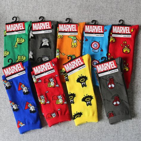 Superman And Spiderman, Avengers Cartoon, Spiderman Cartoon, Iconic Socks, Batman Spiderman, Korean Socks, Cartoon Cosplay, Iron Man Captain America, Silver Surfer