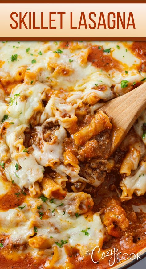 skillet lasagna topped with cheese Dinner Ideas On Stove Top, Electric Skillet Lasagna, Skillet Gnocchi Lasagna, Dinner On The Stove Top, Italian Skillet Dinner, Lasagna In A Skillet, Meals To Cook On Stove Top, Stove Top Lasagna One Pot, Stove Top Ground Beef Recipes Easy