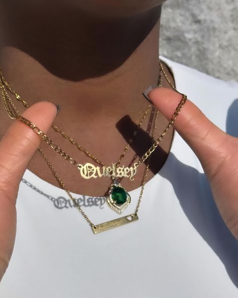 Stunning @quelseyf wearing our Royal Figaro Name Necklace 🤍 #nameplate #itgirl #customnamenecklace #jewelry #necklacesofinstagram #instagramshop #smallbusiness #blackownedbusiness #explore #trendingjewelry #nameplatenecklace #ogjewelry #nameplatejewelry #goldjewelry #shienhaul #nameplate #customname #girlygirl #customnecklace #jewelrybusiness #trending #customnecklace #customjewelry #jewelryessentials #luxuryjewelry #jewelrybrands #thatgirlaesthetic Necklace Aesthetic, Name Necklaces, Nameplate Necklace, Jewelry Essentials, Custom Name Necklace, Jewelry Business, Custom Necklace, Instagram Shop, Girly Girl