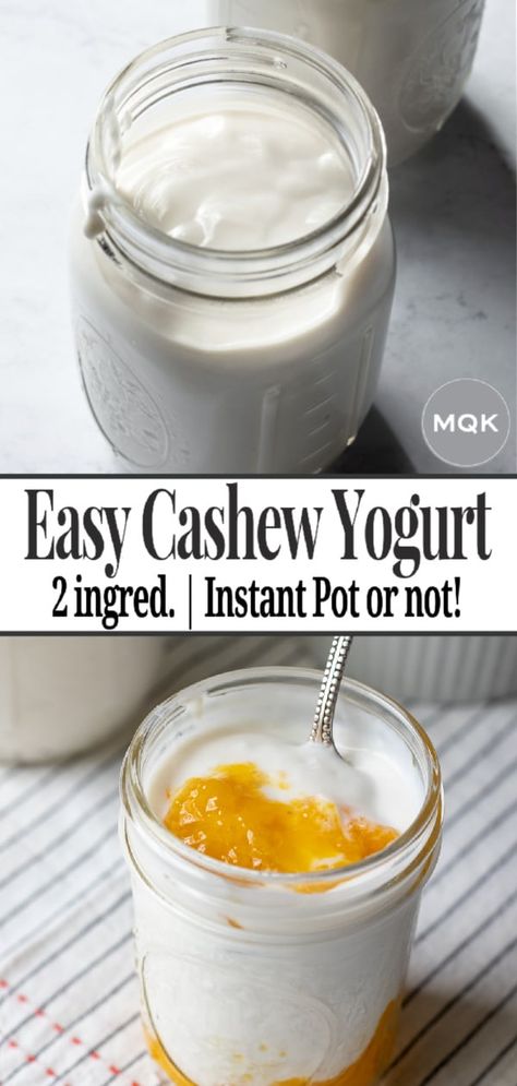 Dairy Free Yogurt Instant Pot, Coconut Yogurt Instant Pot, Cashew Yogurt Recipe, Diy Cashew Milk, Dairy Free Yogurt Recipe, Vegan Yogurt Recipe, Vegan Greek Yogurt, Homemade Cashew Milk, Cashew Yogurt