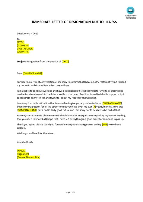 How to create an Illness Immediate Resignation Letter? An easy way to start is to download this example Illness Immediate Resignation Letter template now! Immediate Resignation Letter, Resign Letter, Resignation Letter Template, Resignation Template, Short Resignation Letter, Job Letter, Mother Health, Resignation Letter Sample, Resignation Letters