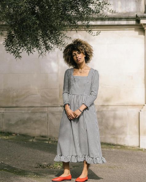 The Square Neck Flora Dress in Micro Gingham 🤍🖤🤍 The perfect non-pattern patterned dress (Ginghams are like 🐆 for me - not really a pattern at all!) and so easy to style up and outfit. This one's cut from deadstock fabric and is an exclusive for @percy.langley #thewellworn #remadeuk @syarifahphotography photographed @jadewarnes // Spring 24 @percy.langley Art Direction / Styling by @emilyfitchm Hair / Make Up by @daniguinsbergmua Deadstock Fabric, Flora Dress, Patterned Dress, The Square, Gingham Dress, A Pattern, Dress Patterns, Art Direction, Square Neck