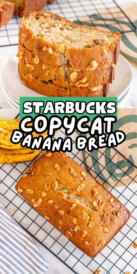 Starbucks banana bread recipe Copycat Banana Bread, Starbucks Banana Bread Recipe, Starbucks Banana, Starbucks Banana Bread, Dutch Baby Recipe, Butter Banana Bread, Sandwich Breakfast, Bowl Bread, Banana Walnut Bread