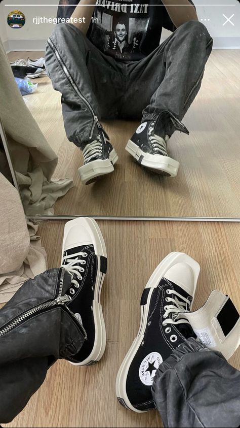 Rick Owens Converse Outfit Men, Turbodrk Chuck 70 Outfit, Chuck 70 Outfit, Rick Owens Outfit Men, Rick Owen Outfit, Rick Owens Shoes Outfit, Rick Owens Outfit, Alt Shoes, Rick Owens Shoes