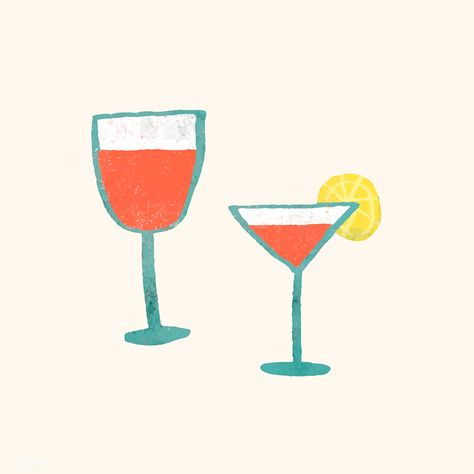 Alcoholic drinks doodle element vector | premium image by rawpixel.com / Toon Drink Drawing Aesthetic, Alcohol Doodles, Cocktail Doodle, Drinks Doodle, Horse Doodle, Cocktails Drawing, Cocktail Pattern, Drink Doodles, Watercolor Party