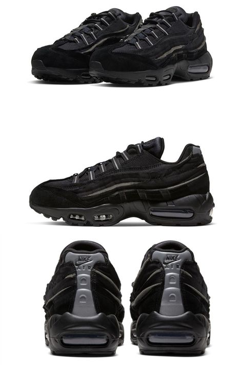 COMME des GARÇONS x Nike Air Max 95 CU8406-001 (Black) #CommedesGarcons #airmax95 Air Max 95 Cdg Black, Airmax 95 Black, Airmax 95, Kids Running Shoes, Nike Shoes For Sale, Air Max 95, Cheap Nikes, Nike Shoes Cheap, Nike Air Max 95