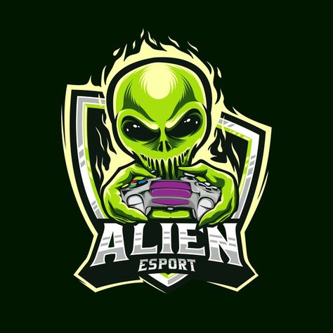 Sports Illustrations Design, Alien Games, Games Controller, Gamer Cat, Kawaii Games, Vector Game, Sports Logo Design, Shirt Logo Design, Esports Logo