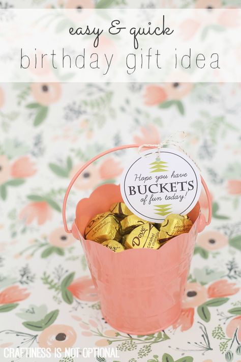 101+ easy birthday gift ideas and FREE printables! Buckets Of Fun Printable Tags Free, Easy Birthday Gift Ideas, Relief Society Birthday Gifts, Smores Birthday, Quick Birthday Gifts, Relief Society Gifts, Relief Society Birthday, Bucket Gifts, Easy Birthday Gifts