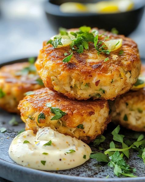 Perfectly crispy crab cakes with a zesty lemon aioli – a tasty, elegant dish that’s sure to impress your guests. 😋🍤✨ Crispy Crab Cakes, Lemon Aioli, Crab Cakes, Cake Servings, Aioli, Crab, Easy Recipes, Easy Meals, Lemon